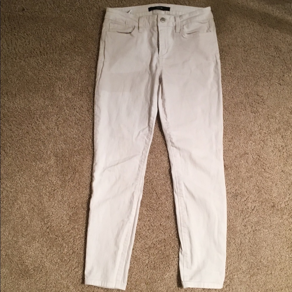 Joe’s white “skinny ankle” jeans